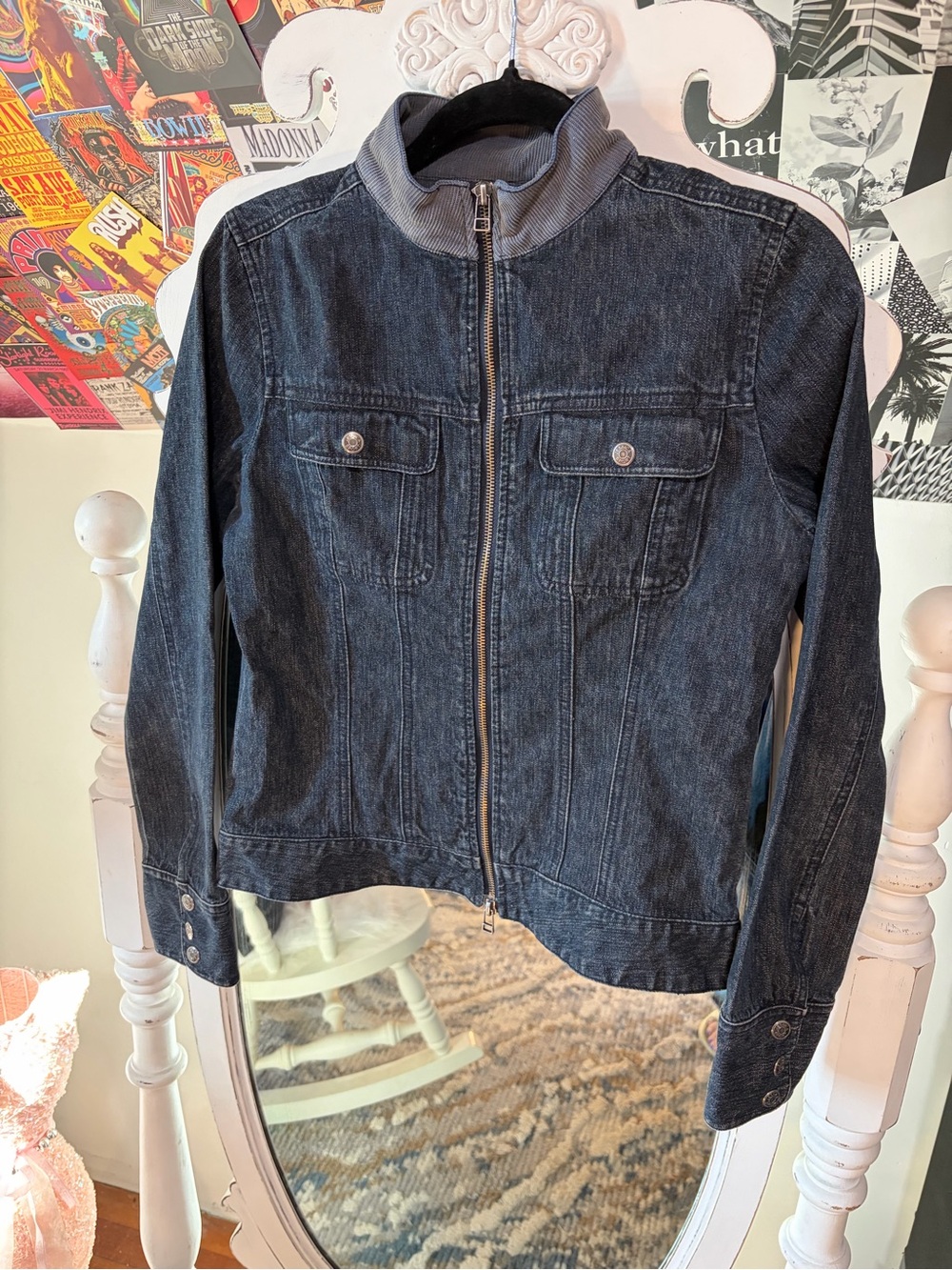 Jessica Blue Denim Zip-Front Jean Jacket